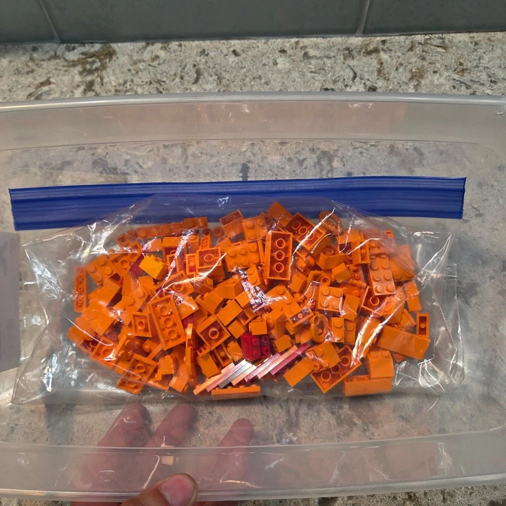 LEGO Bulk Lot Orange Bricks Plates Slopes Specialty Pieces 11oz Assorted Parts
